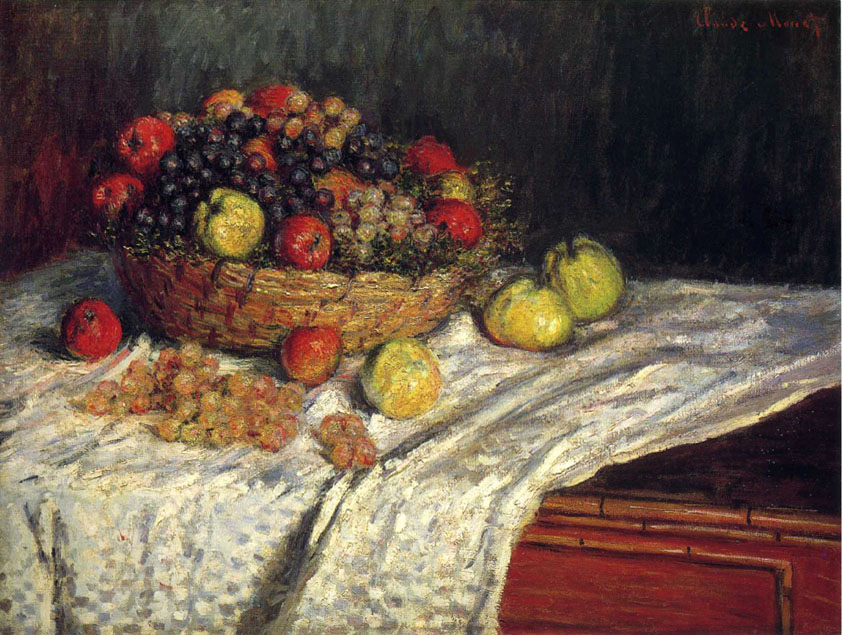 Fruit Basket with Apples and Grapes painting - Claude Monet Fruit Basket with Apples and Grapes art painting